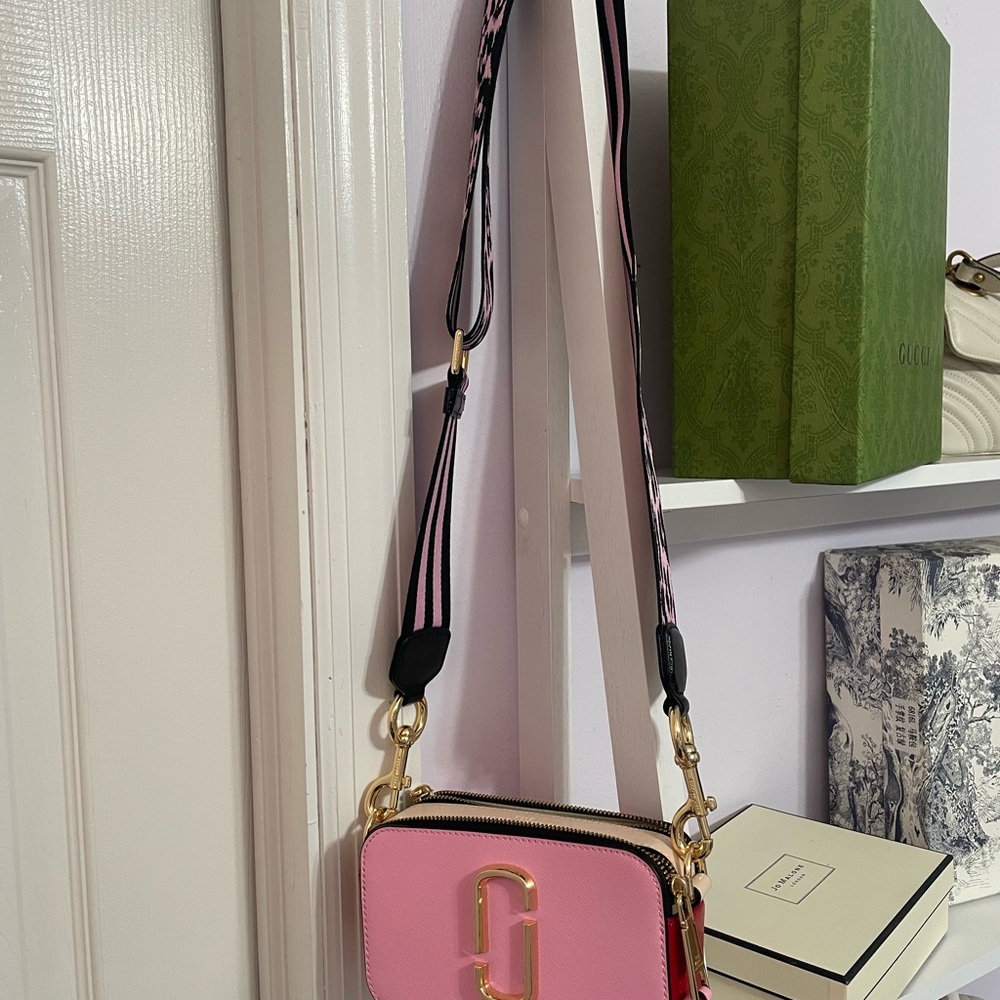 Pink Crossbody Bag with Gold Accents